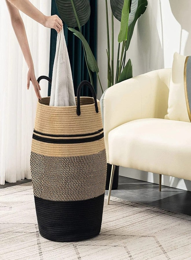 Gleckn 65L Extra Large Woven Laundry Hamper Basket With Heavy Duty Cotton Rope Handles For Clothes And Toys In Bedroom, Nursery Room, Bathroom (13" X 15", Beige) - Image 4